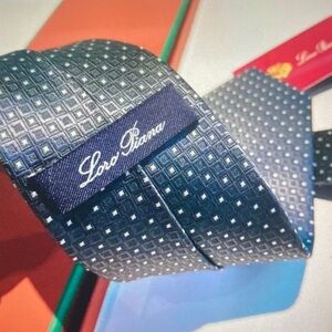 Loro Piana Blue and Gray Patterned Tie
